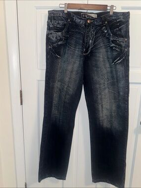 Relaxed Black Washed Men’s Jeans - Vintage Fade